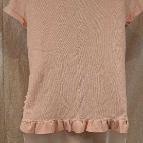 Adrianna Papell Light Pink Ruffle Hem Blouse Small Soft Girl Pastel Pink SM - Picture 10 of 12